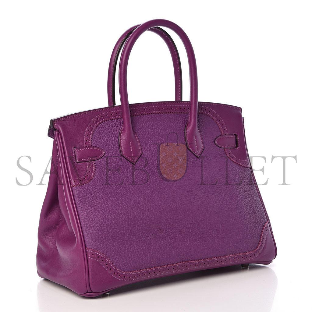 H**mes birkin 30 lace series anemone purple silver buckle 488484 (30*22*15cm)
